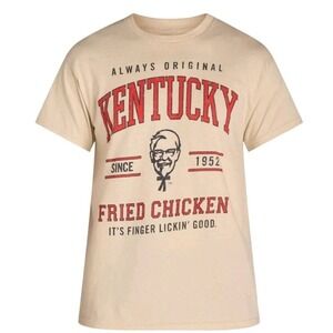 Kentucky Fried Chicken Mens Large KFC Sand Graphic T-Shirt Short Sleeve NEW